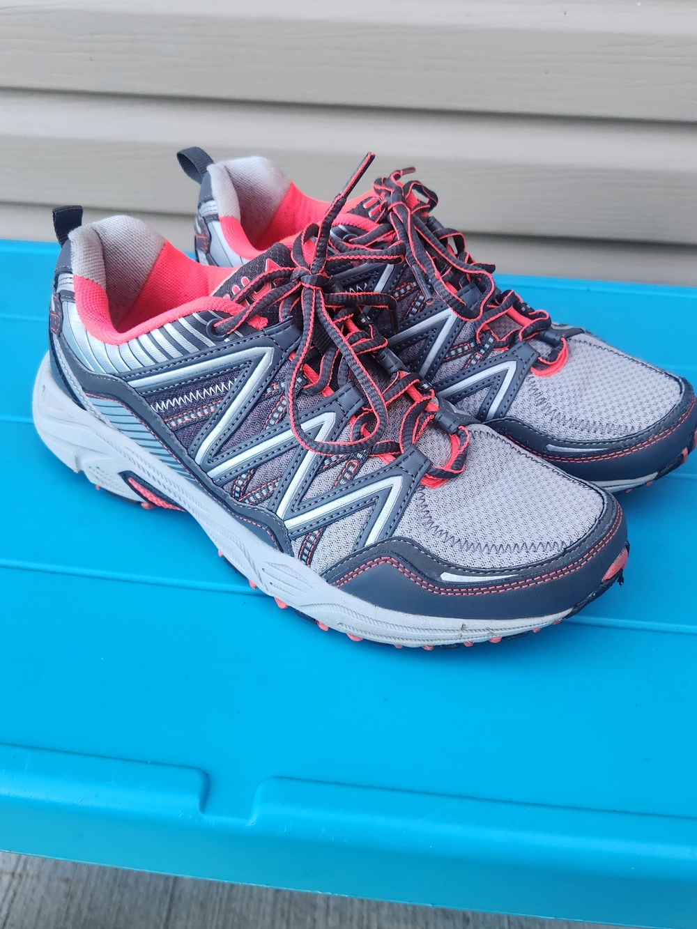 Fila Women's Gray and Coral Athletic Running Shoes